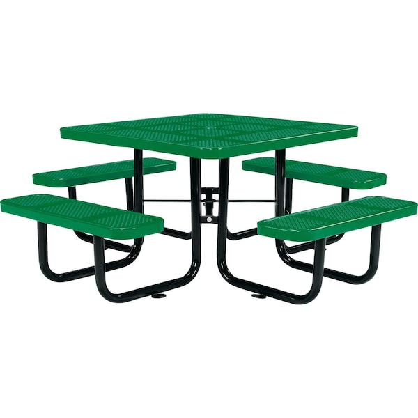 Global Industrial Square Picnic Table, Green, Perforated Metal, 46 in L, 29-1/2 in H Overall 694551GN - main